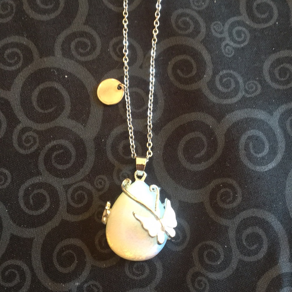 Butterfly Necklace w Initial Charm - Picture 5 of 5